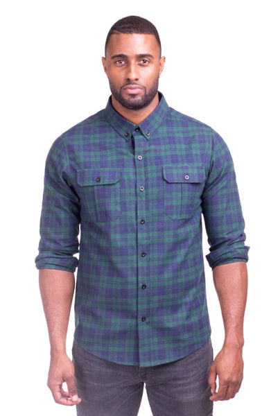 JOHNNY GREEN/BLUE PLAID FLANNEL SHIRT | Poor Little Rich Boy Clothing