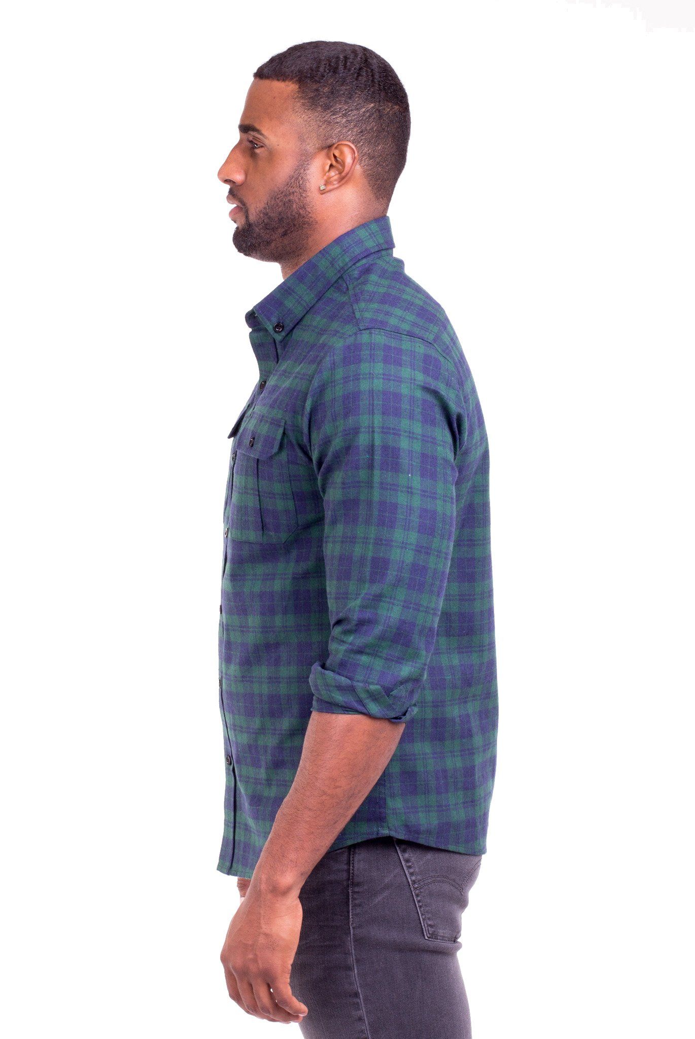 JOHNNY GREEN/BLUE PLAID FLANNEL SHIRT | Poor Little Rich Boy Clothing