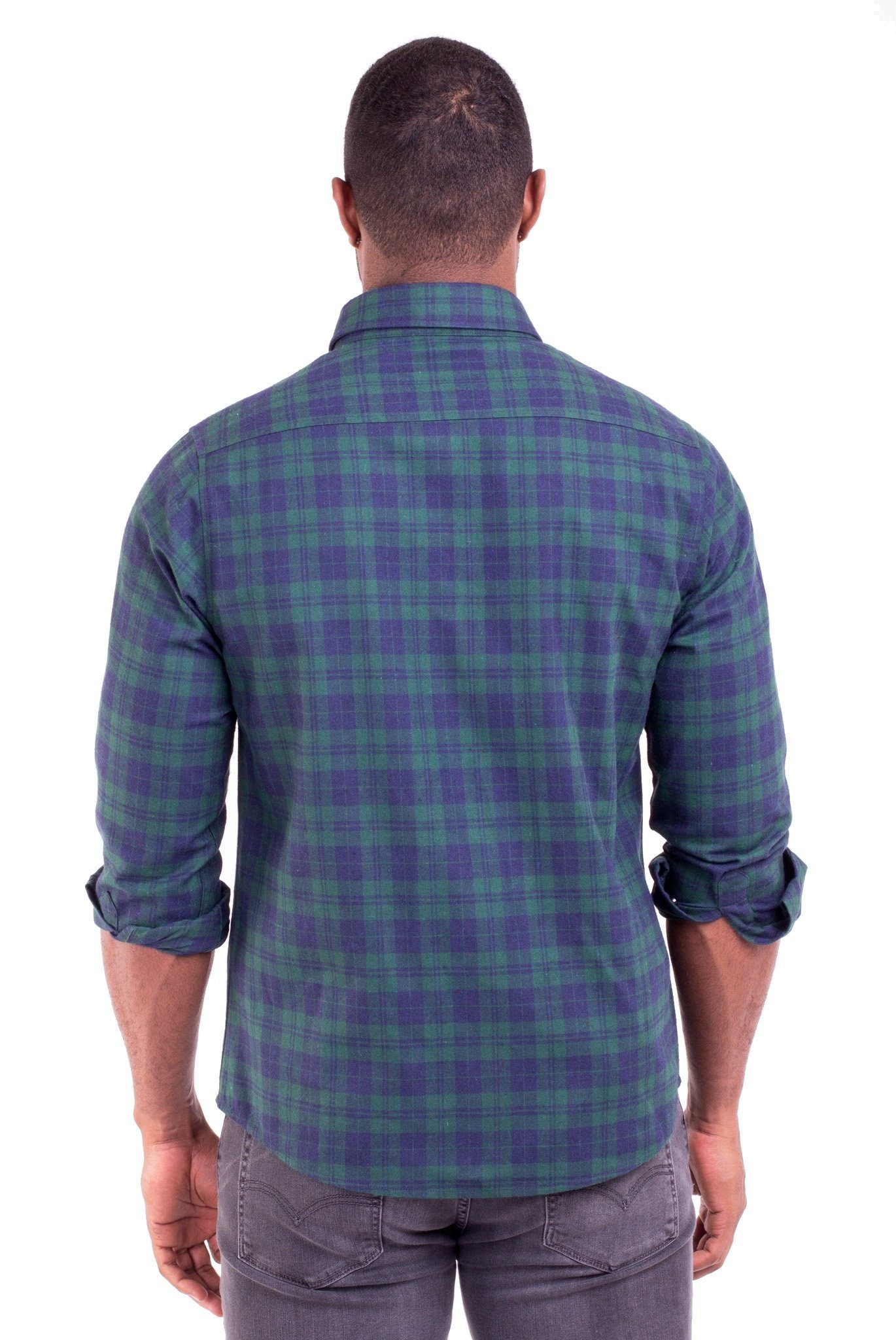 JOHNNY GREEN/BLUE PLAID FLANNEL SHIRT | Poor Little Rich Boy Clothing