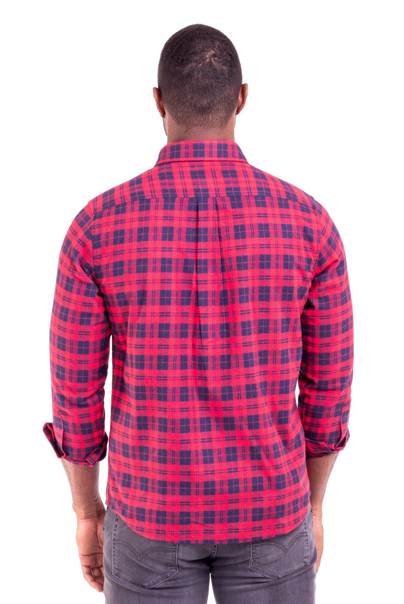 JOHNNY RED/BLUE PLAID FLANNEL SHIRT | Poor Little Rich Boy Clothing