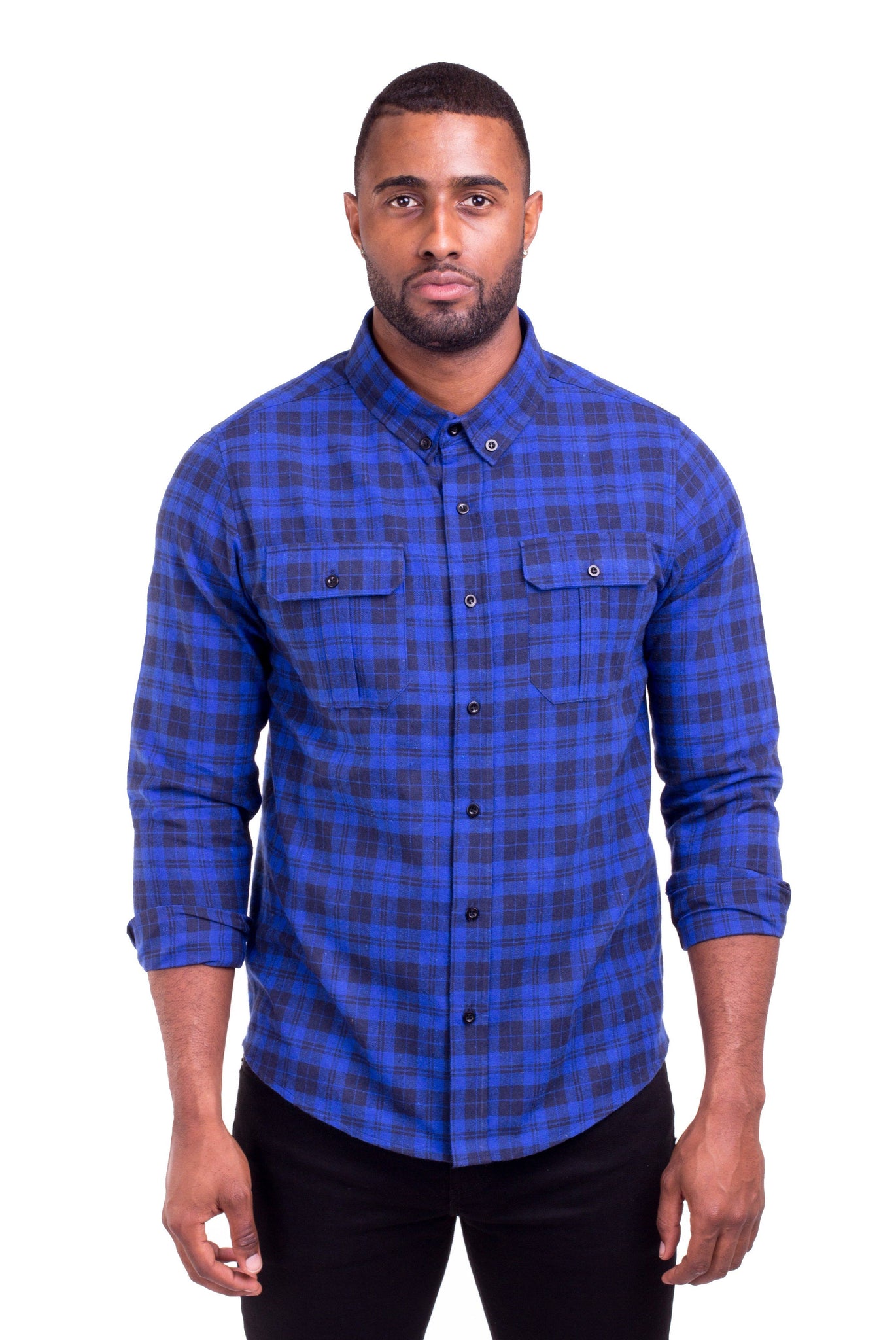 JOHNNY BLUE/BLACK PLAID FLANNEL SHIRT | Poor Little Rich Boy Clothing