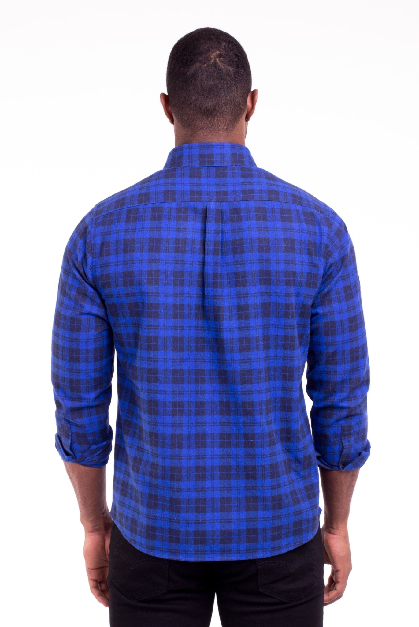 JOHNNY BLUE/BLACK PLAID FLANNEL SHIRT | Poor Little Rich Boy Clothing