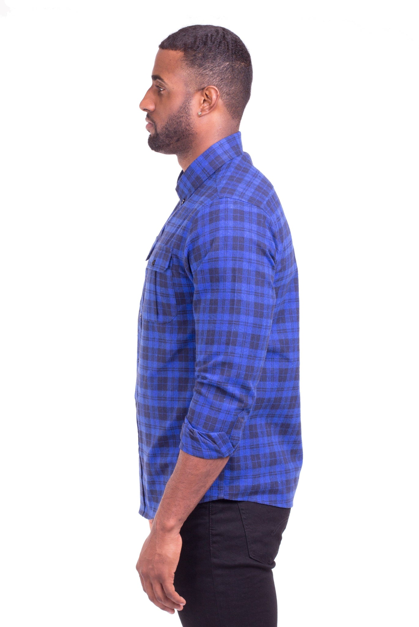 JOHNNY BLUE/BLACK PLAID FLANNEL SHIRT | Poor Little Rich Boy Clothing