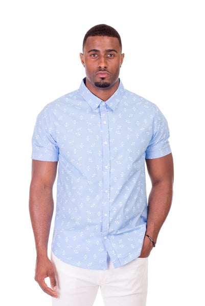 TYLER BLUE PRINT SHORT SLEEVE SHIRT | Poor Little Rich Boy Clothing