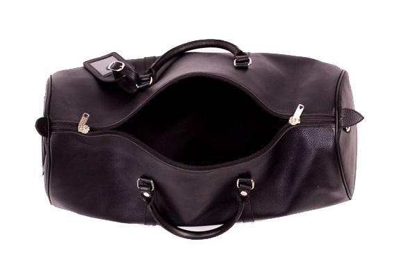 ONE NIGHTER BLACK LEATHER DUFFLE BAG | Poor Little Rich Boy Clothing