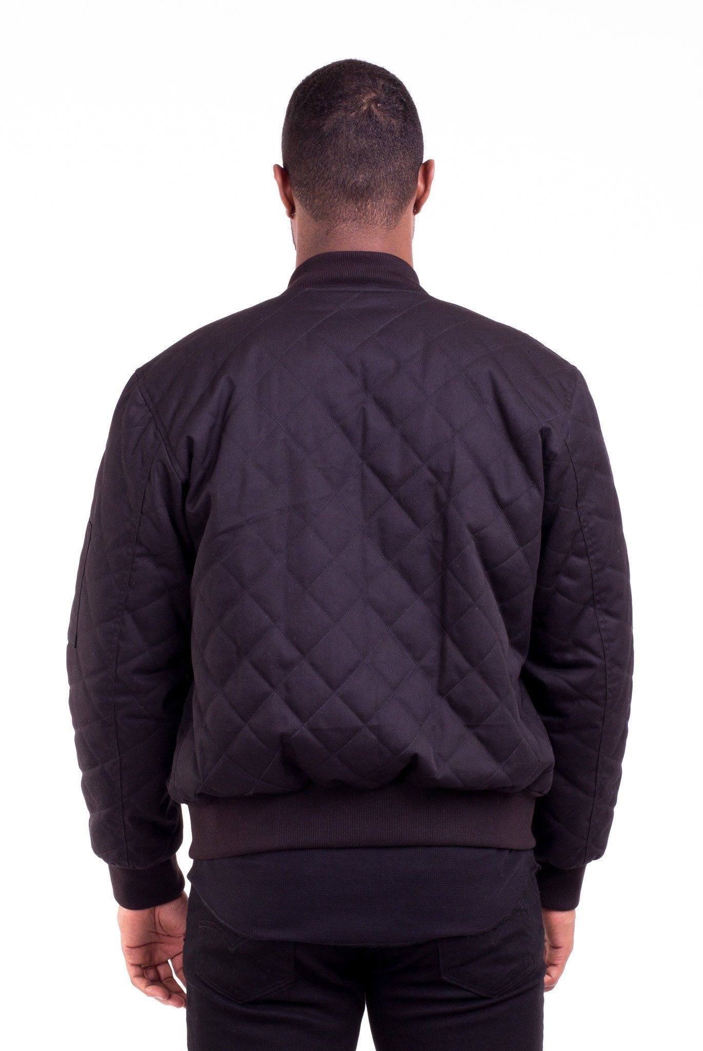 ACE BLACK QUILTED BOMBER JACKET | Poor Little Rich Boy Clothing