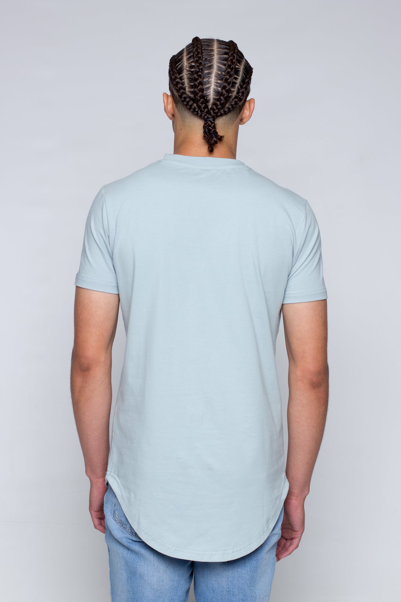 Scallop-Cut T-Shirt in Steel Blue | Poor Little Rich Boy Clothing