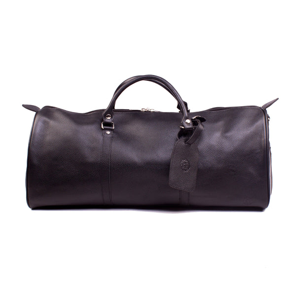 ONE NIGHTER BLACK LEATHER DUFFLE BAG | Poor Little Rich Boy