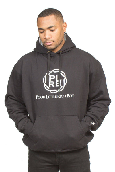 CHAMPION PLRB LOGO OVERSIZED HOODIE IN BLACK | Poor Little Rich Boy Clothing