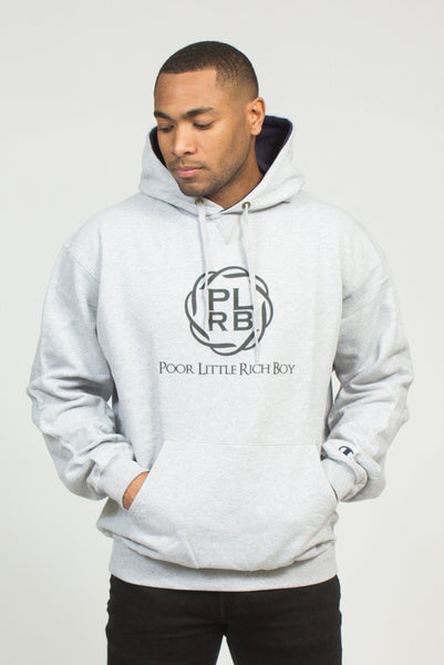 CHAMPION PLRB LOGO OVERSIZED HOODIE IN STEEL | Poor Little Rich Boy Clothing