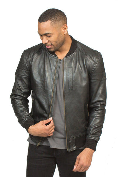 LAMBSKIN LEATHER RACER JACKET IN BLACK | Poor Little Rich Boy Clothing