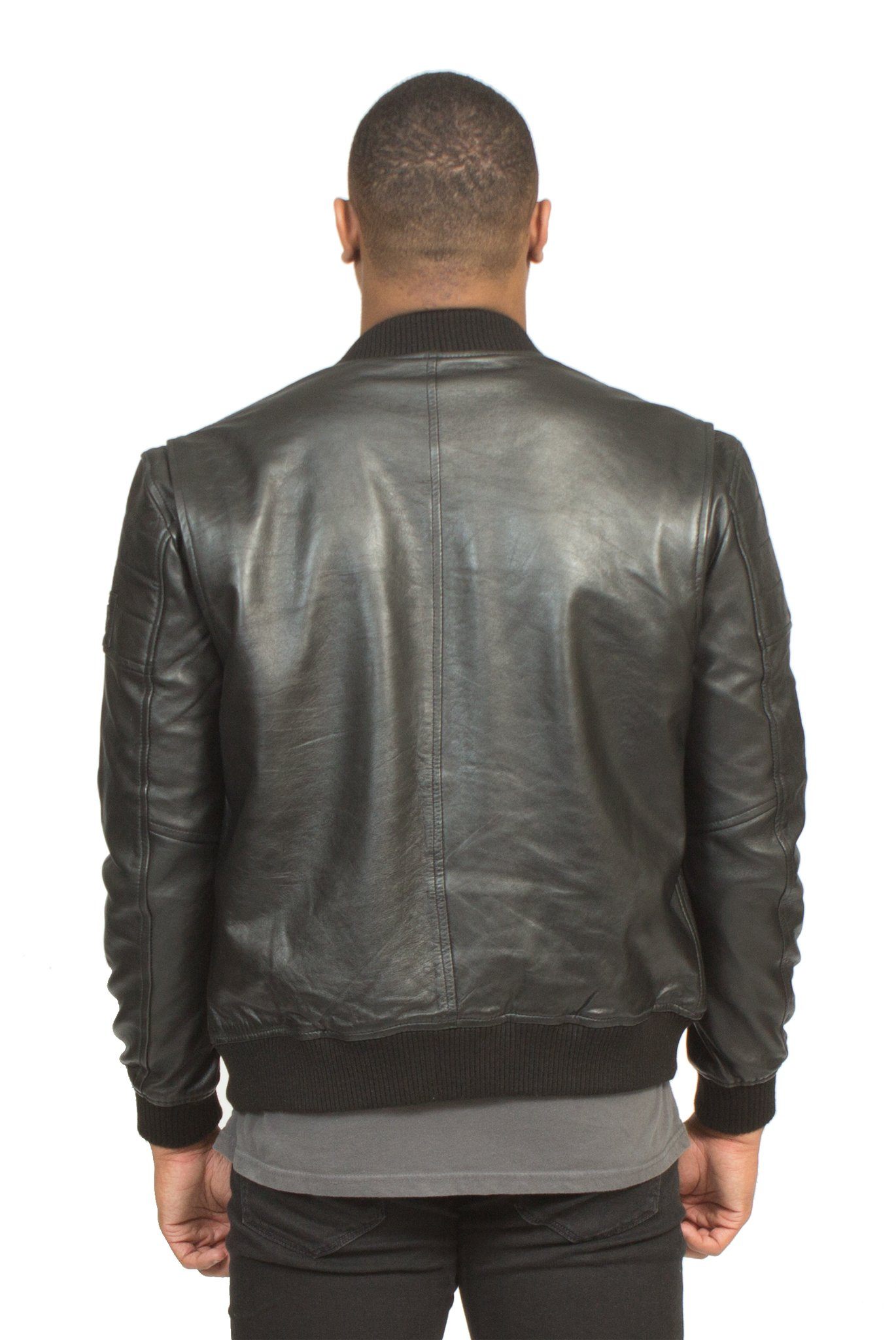LAMBSKIN LEATHER RACER JACKET IN BLACK | Poor Little Rich Boy Clothing
