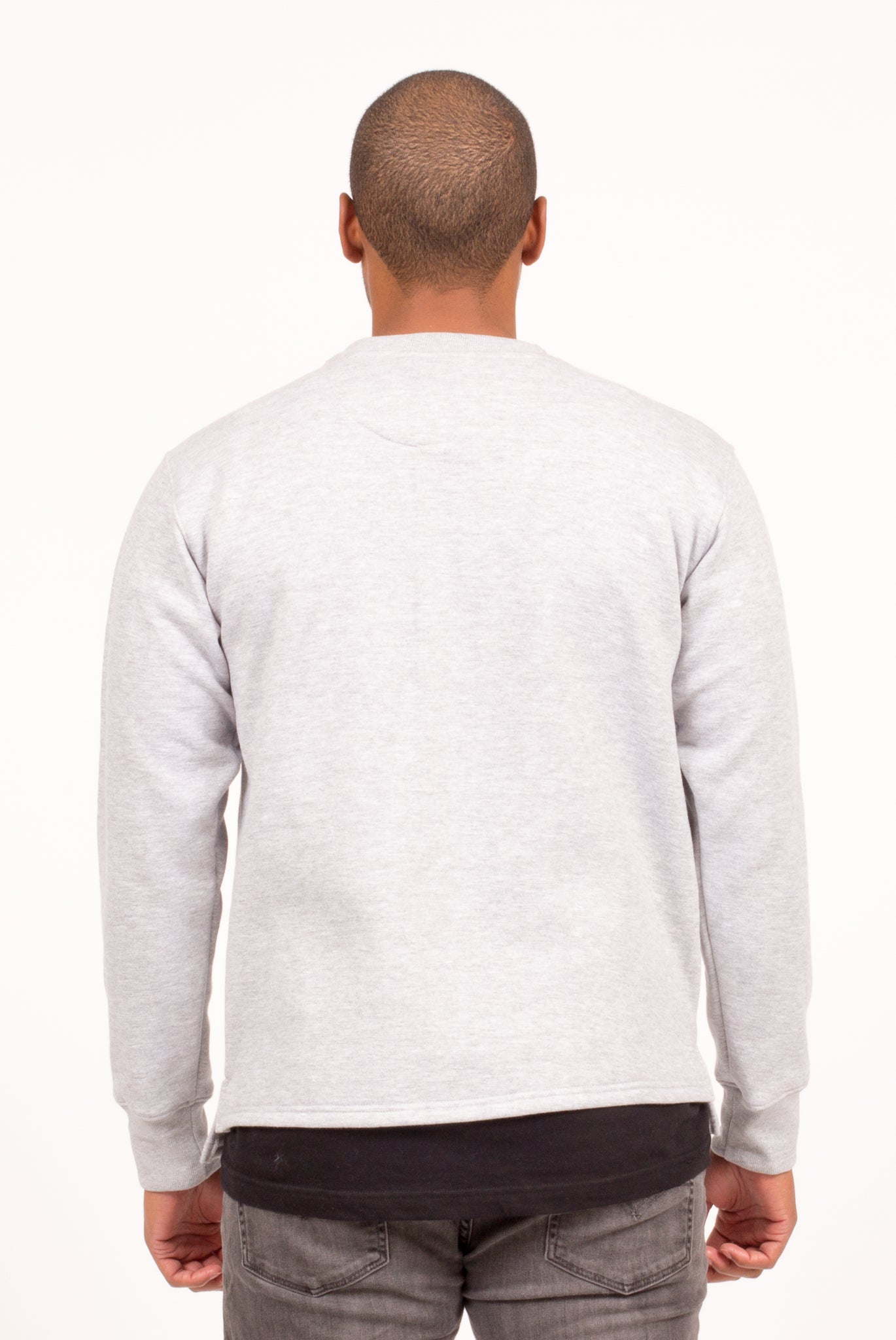 REVERSE SPLIT TAIL CREWNECK IN HEATHER GREY/ OXBLOOD/ ARMY | Poor Little Rich Boy Clothing