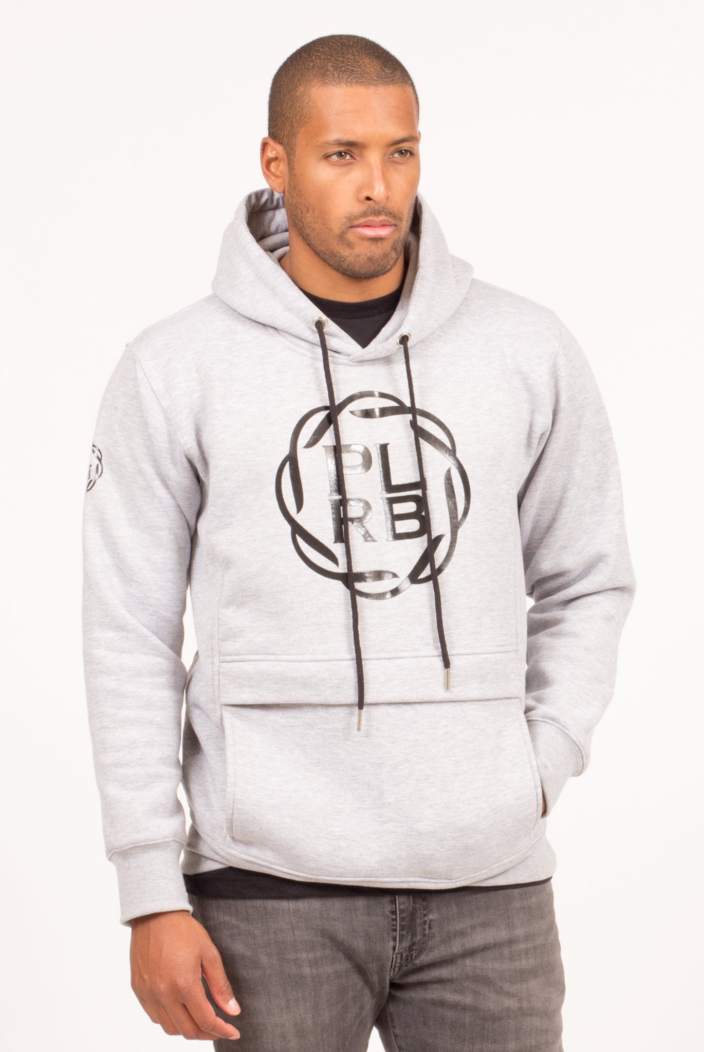 STORM FLAP HOODIE IN HEATHER GREY OR BLACK | Poor Little Rich Boy Clothing