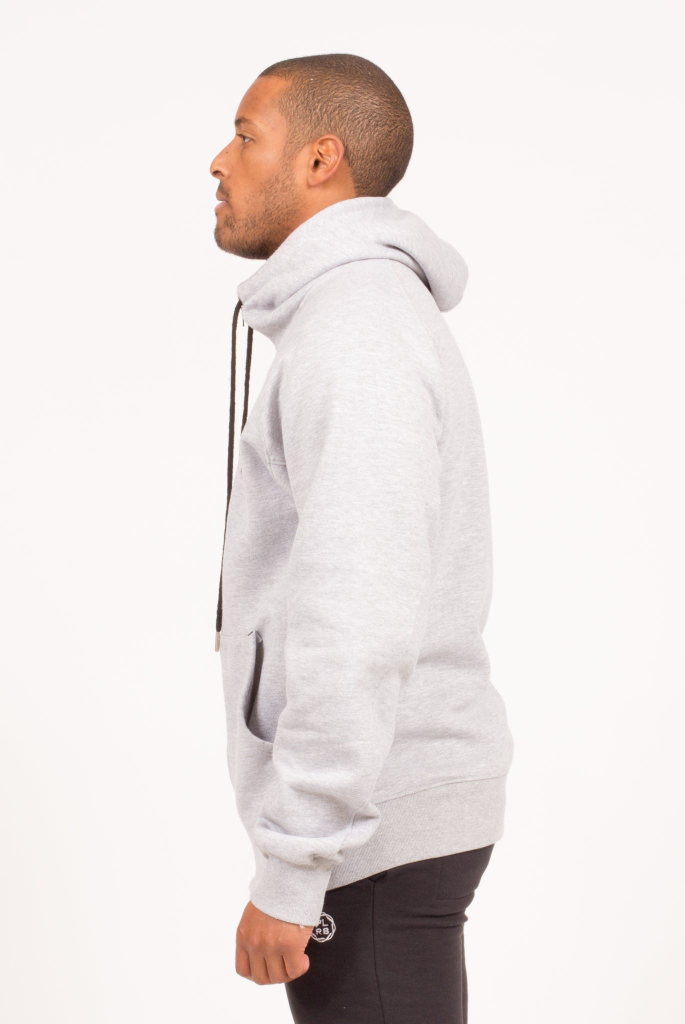 LONG NECK ZIPPERED HOODIE IN HEATHER GREY | Poor Little Rich Boy Clothing