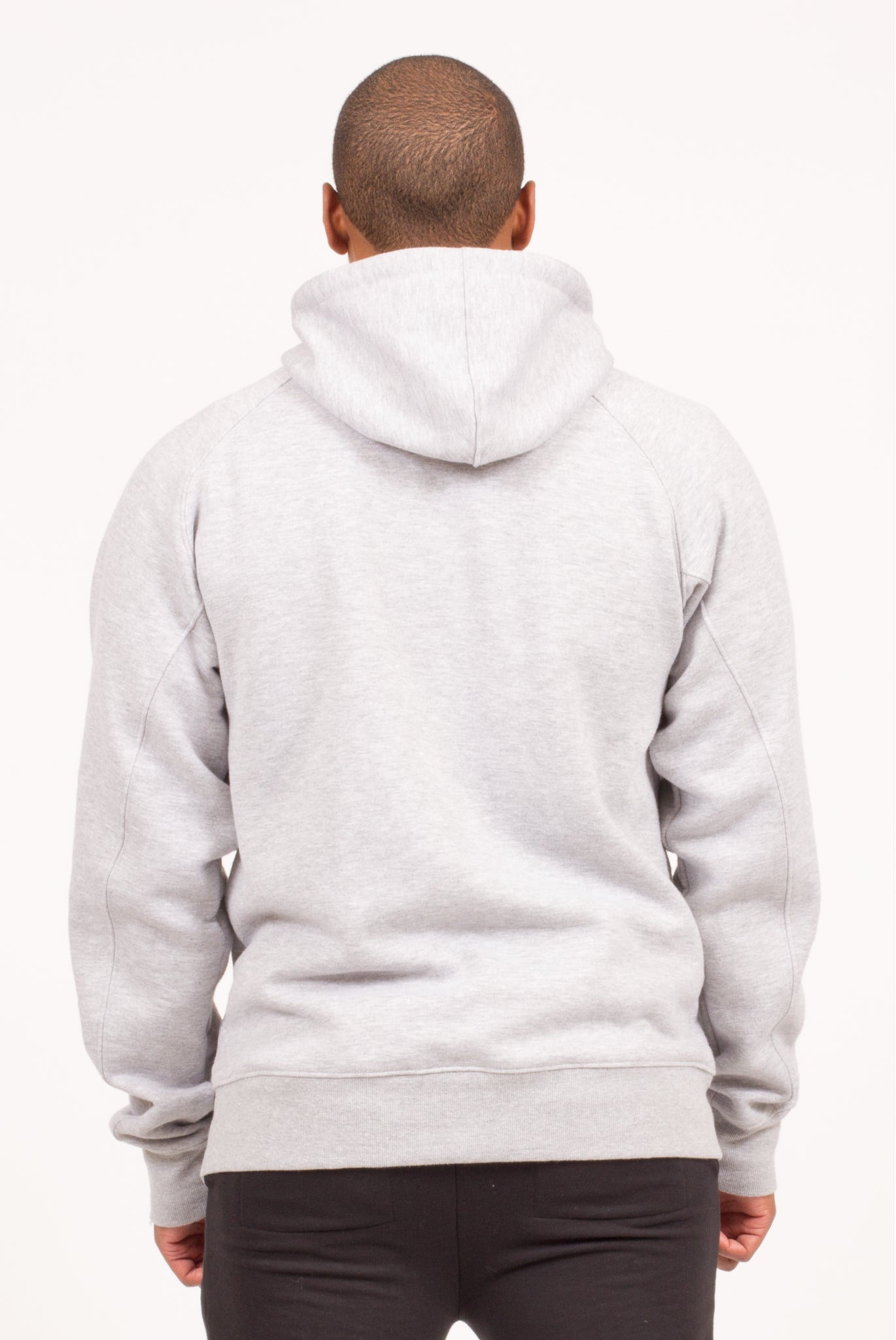 LONG NECK ZIPPERED HOODIE IN HEATHER GREY | Poor Little Rich Boy Clothing