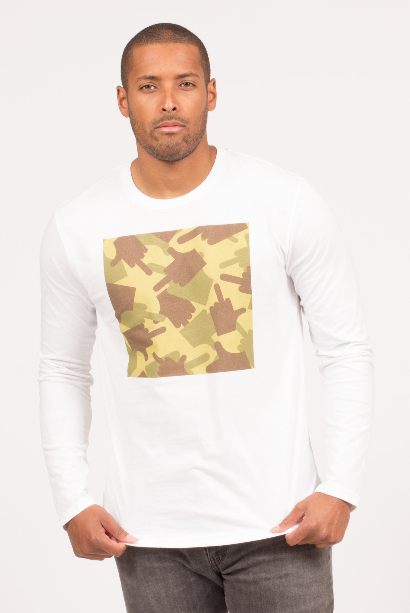 CAMOUFLAGE LONG SLEEVE T-SHIRT | Poor Little Rich Boy Clothing