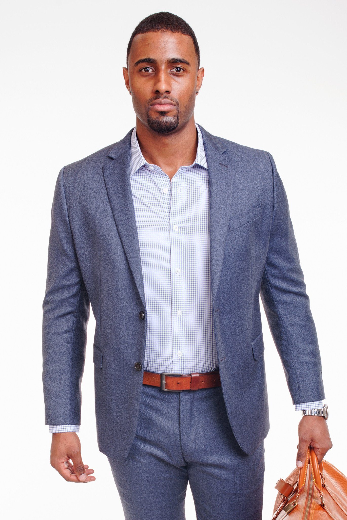 BLUE MINI-CHECKERED DRESS SHIRT | Poor Little Rich Boy Clothing