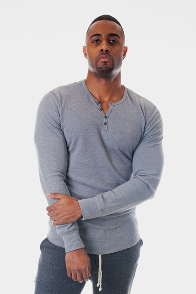 LONG SLEEVE STEEL HENLEY | Poor Little Rich Boy Clothing