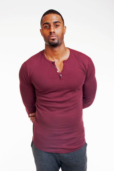 LONG SLEEVE TRUFFLE HENLEY | Poor Little Rich Boy Clothing
