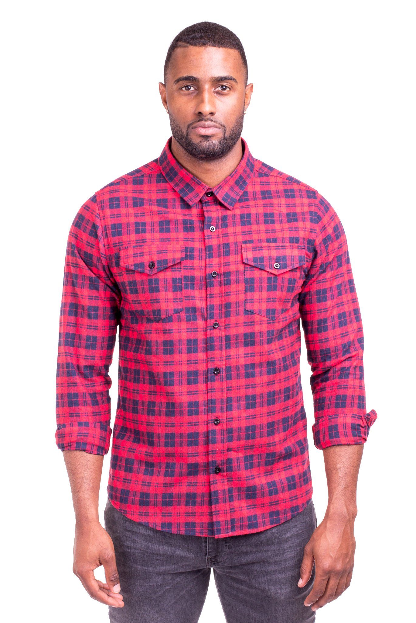 JOHNNY RED/BLUE PLAID FLANNEL SHIRT | Poor Little Rich Boy Clothing