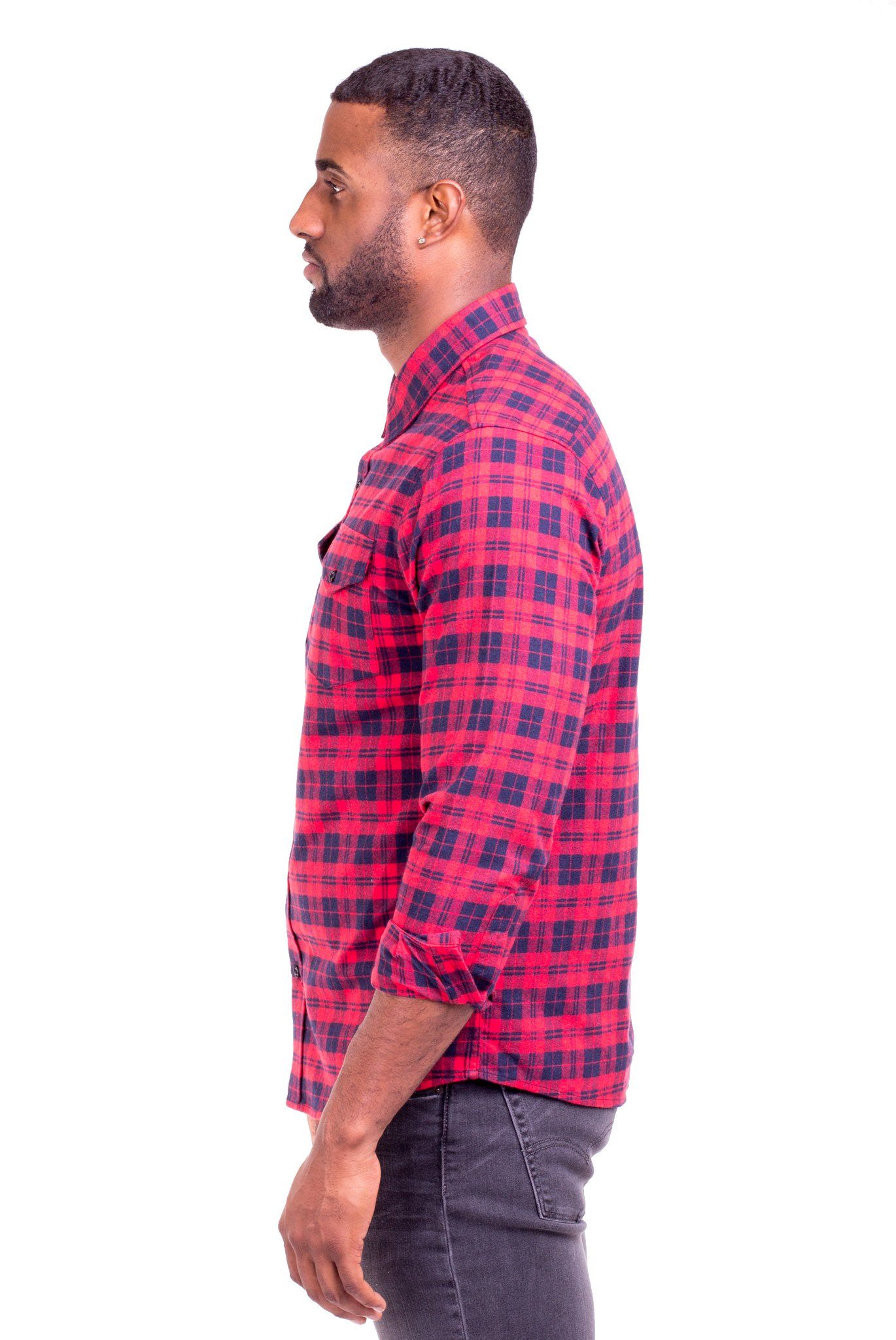 JOHNNY RED/BLUE PLAID FLANNEL SHIRT | Poor Little Rich Boy Clothing