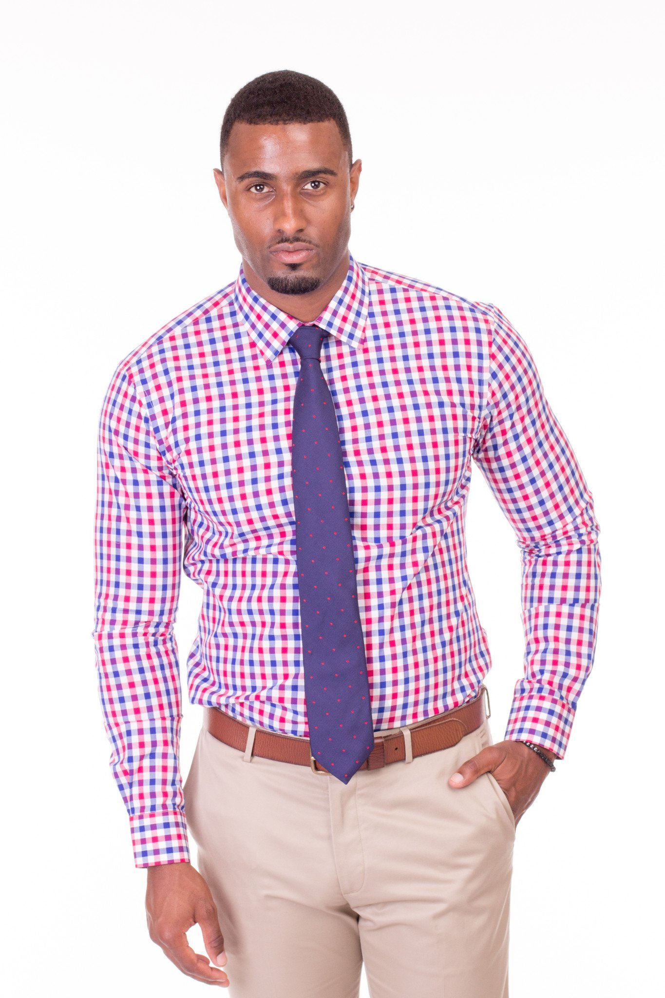 CHARLESTON RED AND BLUE GINGHAM DRESS SHIRT | Poor Little Rich Boy Clothing