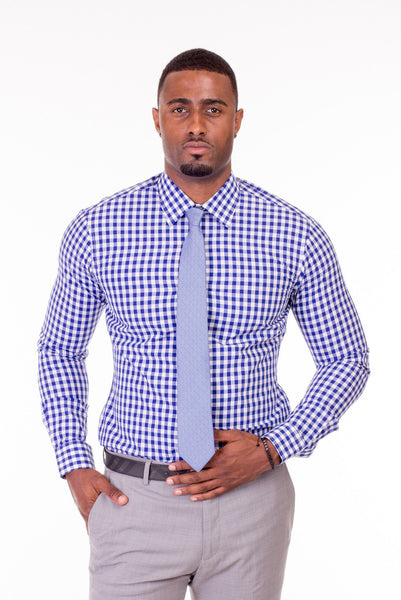 THOMAS BLUE AND WHITE GINGHAM DRESS SHIRT | Poor Little Rich Boy Clothing