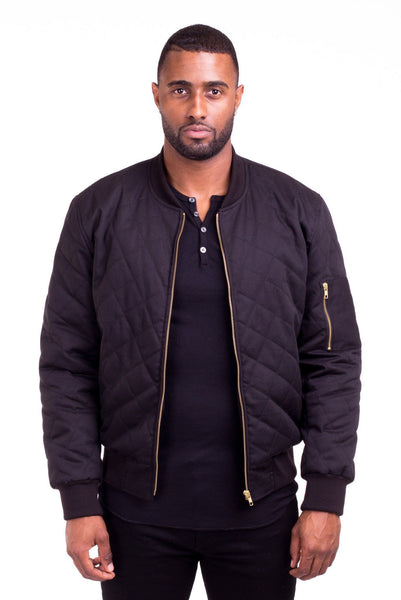 ACE BLACK QUILTED BOMBER JACKET | Poor Little Rich Boy Clothing