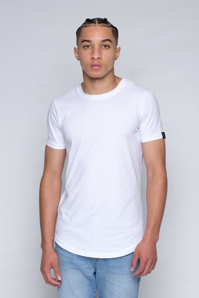 Scallop-Cut T-Shirt in White | Poor Little Rich Boy Clothing