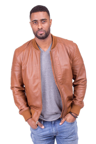 LAMBSKIN LEATHER RACER JACKET IN SALTED CARAMEL | Poor Little Rich Boy Clothing